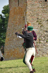 medieval duel under the castle wall