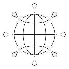 global sphere icon, interactivity symbol. over white background, vector illustration