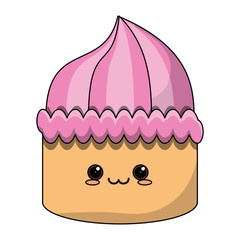 Cute birhtday cake over white background, colorful design, vector illustration