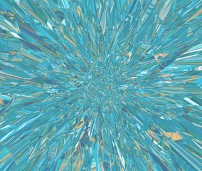 Turquoise and gold shards of glass explosion. Abstract texture. Creative pattern for any printed production, print on fabric, canvas, paper and ceramic. Template for decoration of design products.