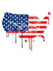 tropfen farbe graffiti alt kratzer risse map land amerika vereinigte staaten sterne 3 farben USA nation blau weiß rot flagge design logo cool