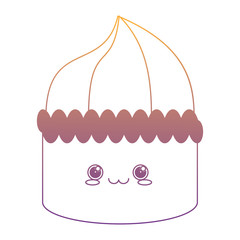 Kawaii birthday cake icon over white background, vector illustration