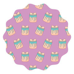 circular frame with sweet cake pattern over white background, vector illustration