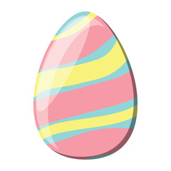 striped easter egg icon over white background, colorful design. vector illustration