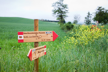 trekking signs in Tuscany, Italy