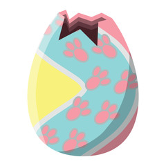 easter egg with bunny footprints design over white background, vector illustration