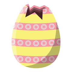 broken easter egg with dots over white background, colorful design. vector illustration