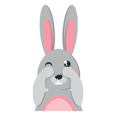 cute bunny icon over white background, colorful design. vector illustration