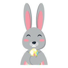 cute bunny with easter egg over white background, vector illustration