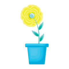 beautiful flower in a flowerpot icon over white background, colorful design.  vector illustration
