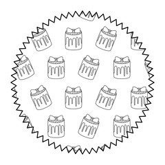 seal stamp with sweet cake pattern over white background, vector illustration