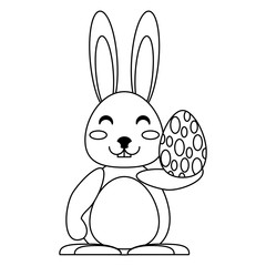 cute rabbit with easter egg over white background, vector illustration