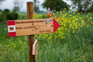 trekking signs in Tuscany, Italy