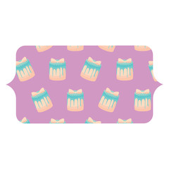 banner with sweet cake pattern over white background, vector illustration