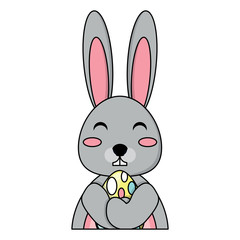 Obraz premium cute bunny with easter egg over white background, vector illustration
