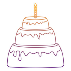 Birthday cake with candles over white background, colorful design. vector illustration