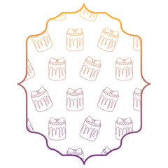 arabic frame with sweet cake pattern over white background, vector illustration