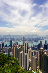 Fototapeta na wymiar Cityscape from Victoria Peak over financial district of Hong Kong
