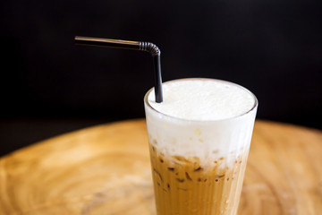 Iced coffee on table