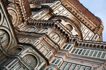 detail of Florence Duomo. Basilica di Santa Maria del Fiore (Basilica of Saint Mary of the Flower) in Florence, Italy