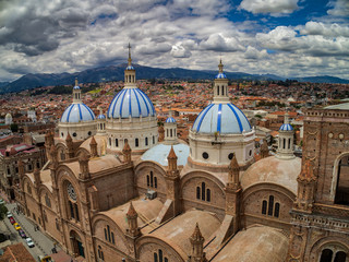 Obraz premium Aerial View of New Cathedral in center of Cuenca, Ecuador