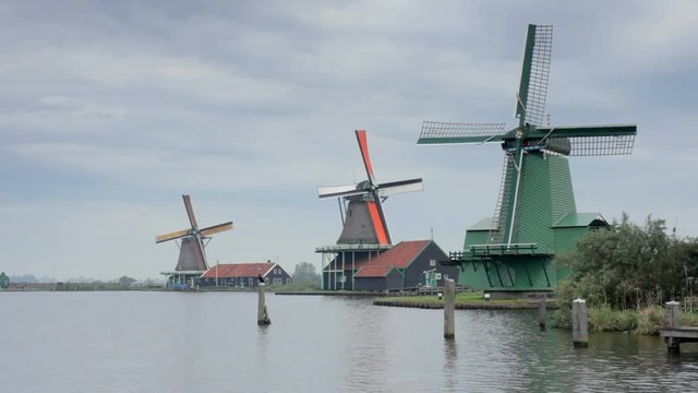 Traditional windmills at Zaanse Schans, Amsterdam, Holland