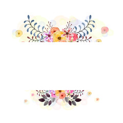 Fototapeta na wymiar Beautiful watercolor flowers decorated background. Can be used as greeting card or invitation card design.