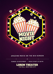 Cinema, movie time flyer, poster or banner design.