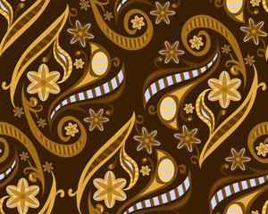 floral seamless pattern. brown background with flowers