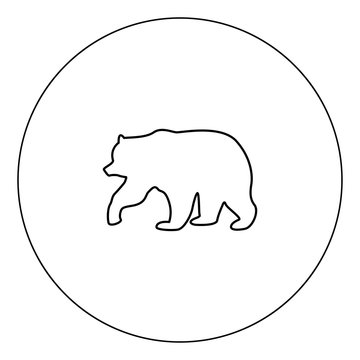 Bear icon black color in circle vector illustration isolated