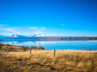 Autumn in Lake Pukaki , south Island, New Zealand landscape