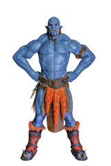 blue fire ogre in white background