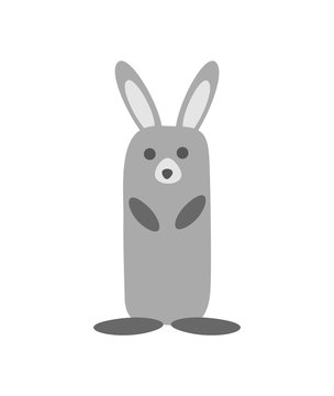 Hare isolated on white background. Primitive children's style. Vector illustration.