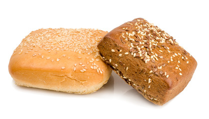 Buns with sesame isolated on white background