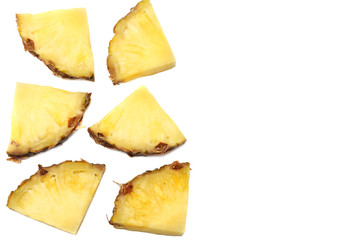 healthy background. pineapple slices isolated on white background top view
