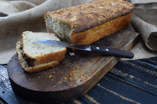fresh homemade bread sliced lying on a table