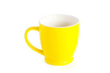 Yellow coffee mug, isolated