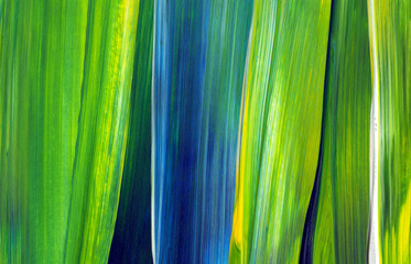 Abstract acrylic painting for use as background, texture, design element. Modern art in Mixed colours of green, blue, yellow.