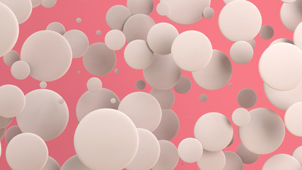 White discs of random size on red background