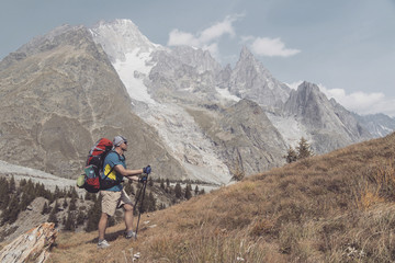 Fototapeta premium The Tour du Mont Blanc is a unique trek of approximately 200km around Mont Blanc that can be completed in between 7 and 10 days passing through Italy, Switzerland and France.