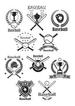 Baseball sport vector icons or tournament badges