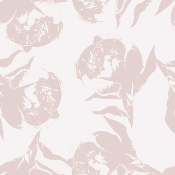 Peony flower silhouette seamless pattern
