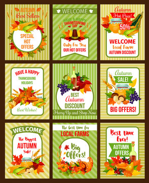 Autumn sale poster of Thanksgiving special offer