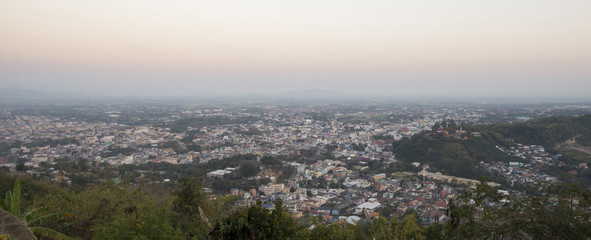 Aerial view of Maesai dristict in chiangrai northernmost province of thailand.Mae Sai is a major border crossing between Thailand and the town Tachileik in Myanmar