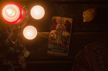 Temperance Tarot card. Fortune teller.