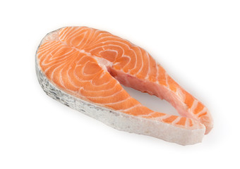 Raw Salmon Steak Isolated