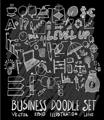Hand drawn Sketch doodle vector Business set on Chalkboard eps10