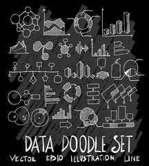 Hand drawn Sketch doodle vector Data set on Chalkboard eps10