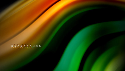 Fluid mixing colors, vector wave abstract background