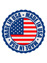 made in usa amerika vereinigte staaten stempel 3 farben nation blau weiß rot flagge design logo cool